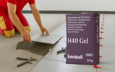 Układanie gresu z użyciem kleju H40 Gel Kerakoll. Idealny klej do gresu, który zapewnia trwałe i estetyczne wykończenie.